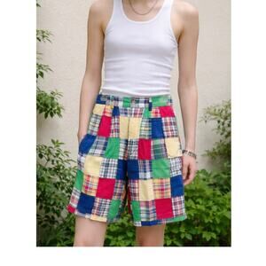 Y2K Tommy Hilfiger Plaid Bermuda Shorts Twee Preppy Beach Size Sm/28